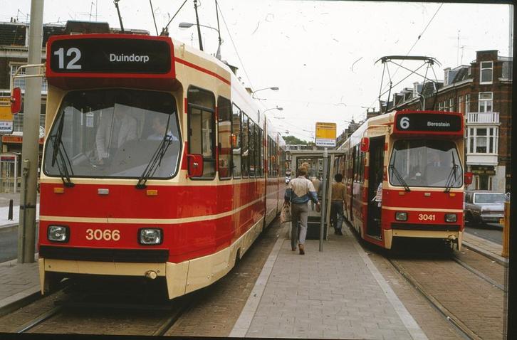 h301-310:  set van 10 dia's van HTM trams serie 3000, '80s, Verzamelen, Spoorwegen en Tramwegen, Gebruikt, Tram, Kaart of Prent