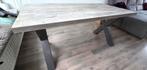 Eerkamer Tafel 160x90, grijs met x poot, Ophalen, 100 tot 150 cm, 50 tot 100 cm, Zo goed als nieuw