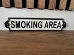 Gietijzeren wandbord Smoking Area, ., Nieuw, Ophalen of Verzenden, .