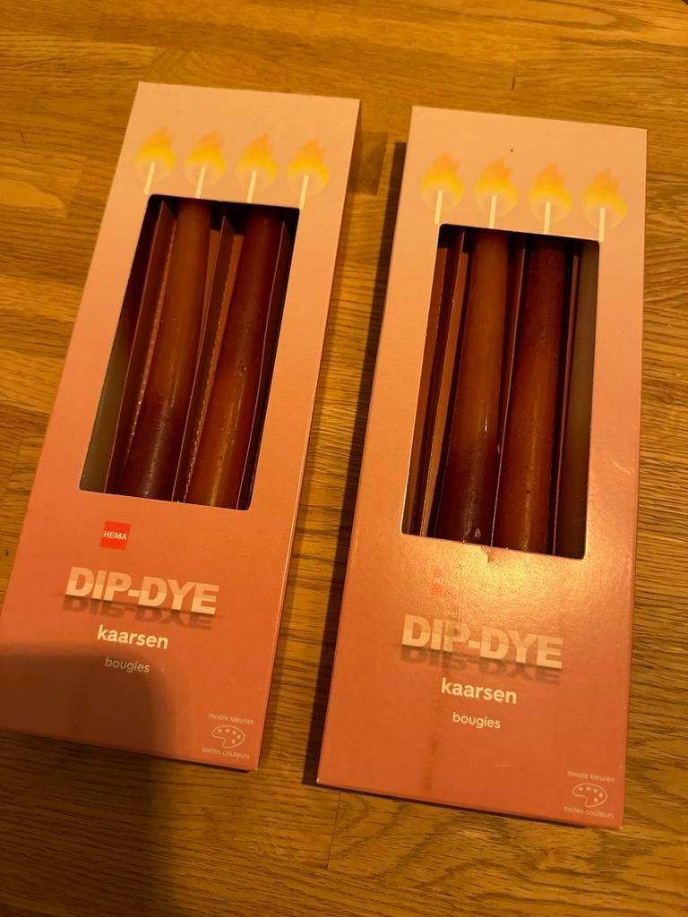Hema Dip Dye Kaarsen - Rood/Roze, Overige materialen, Nieuw, Ophalen of Verzenden, Kaars