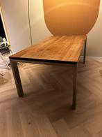 Massieve Amerikaans notenhouten tafel met RVS poten 180x100, Huis en Inrichting, Ophalen, 100 tot 150 cm, Zo goed als nieuw, Vijf personen of meer