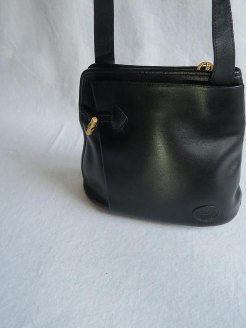 Vintage zwarte leren Longchamp tas, Sieraden, Tassen en Uiterlijk, Tassen | Schoudertassen, Zo goed als nieuw, Zwart, Ophalen of Verzenden
