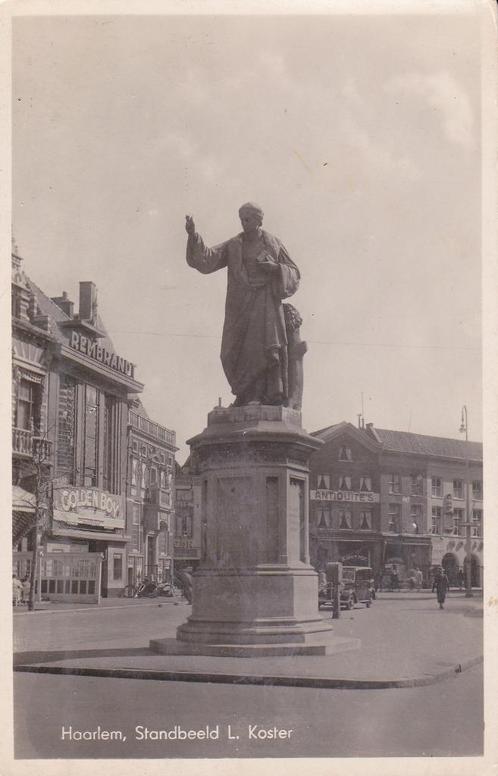 00965 - Haarlem - Standbeeld L. Koster, Verzamelen, Ansichtkaarten | Nederland, Ongelopen, Noord-Holland, 1940 tot 1960, Verzenden