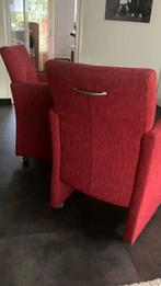 Twee rode stoffen eetkamerstoelen, Huis en Inrichting, Stoelen, Ophalen, Gebruikt, Twee, Stof