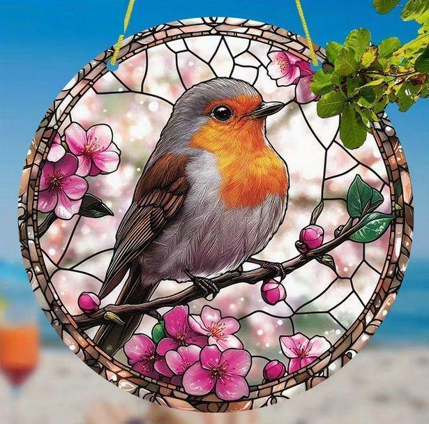 Raamhanger roodborst ( extra kleurrijk ), Huis en Inrichting, Woonaccessoires | Wanddecoraties, Nieuw, Verzenden