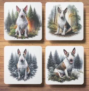 Bullterrier Bos onderzetters met houder beschikbaar voor biedingen