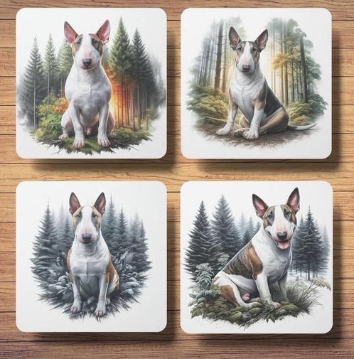 Bullterrier Bos onderzetters met houder, Huis en Inrichting, Woonaccessoires | Onderzetters, Nieuw, Glas of Kopje, Ophalen of Verzenden