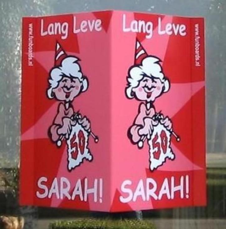 Raambord Sarah 100x70cm XXL makelaarsbord 50 jaar, Hobby en Vrije tijd, Feestartikelen, Nieuw, Versiering, Abraham of Sarah, Ophalen of Verzenden