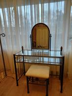 Koper kleur kaptafel met kantelbare spiegel, Ophalen, Metaal of Aluminium, Klassiek, 50 tot 100 cm