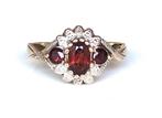 AnnaNina vintage gouden ring granaat diamanten maat 17 3/4, Sieraden, Tassen en Uiterlijk, Ringen, Ophalen of Verzenden, Zo goed als nieuw