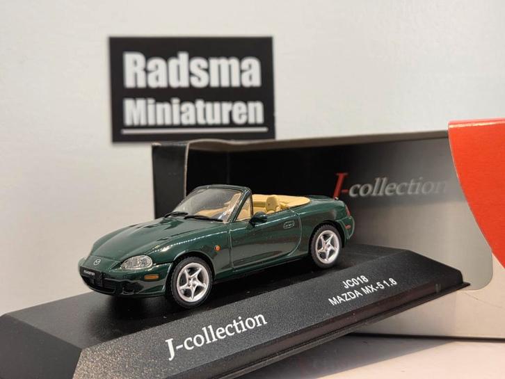 Mazda Mx-5 NB - Groen - 1:43 J-Collection (kyosho), Hobby en Vrije tijd, Modelauto's | 1:43, Zo goed als nieuw, Auto, Ophalen of Verzenden