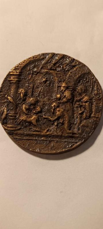 Oude Medaille met Voorstelling beschikbaar voor biedingen