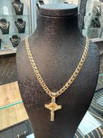 Prachtige Massieve gourmet ketting met kruis, Ophalen of Verzenden, Nieuw, Goud