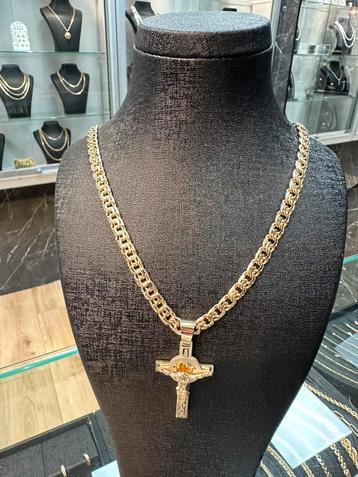 Prachtige Massieve gourmet ketting met kruis beschikbaar voor biedingen