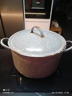Brocante Emaille grote kookpan blauw/ grijs gewolkt, Antiek en Kunst, Antiek | Emaille, Ophalen of Verzenden