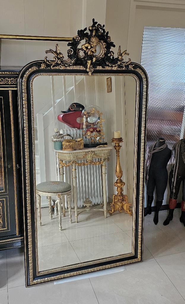 Imposante antieke TOOGSPIEGEL met KUIF Napoleon III spiegel, Antiek en Kunst, Antiek | Spiegels, Rechthoekig, Ophalen