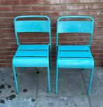 Stoelen 2 stuks turquoise voor binnen of buiten!, Huis en Inrichting, Stoelen, Ophalen, Metaal, Twee