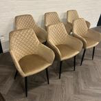 6 Fluwelen Eetkamerstoelen Beige, Huis en Inrichting, Stoelen, Overige materialen, Overige kleuren, Ophalen of Verzenden, Zo goed als nieuw