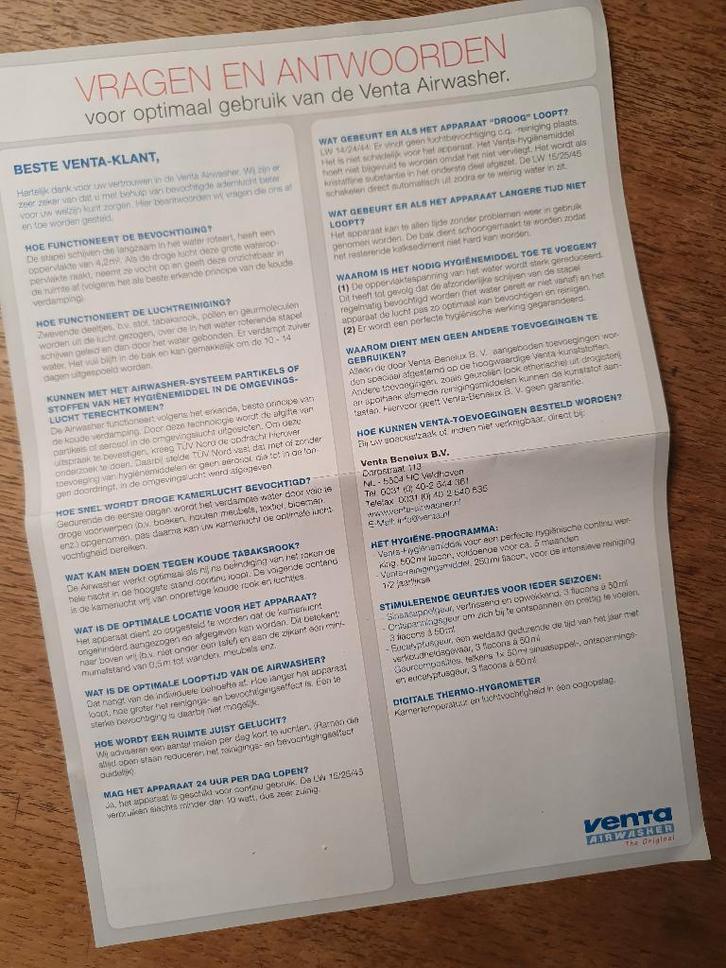 Venta LW 45 luchtbevochtiger, Witgoed en Apparatuur, Luchtbehandelingsapparatuur, Zo goed als nieuw, Luchtbevochtiger, Ophalen of Verzenden