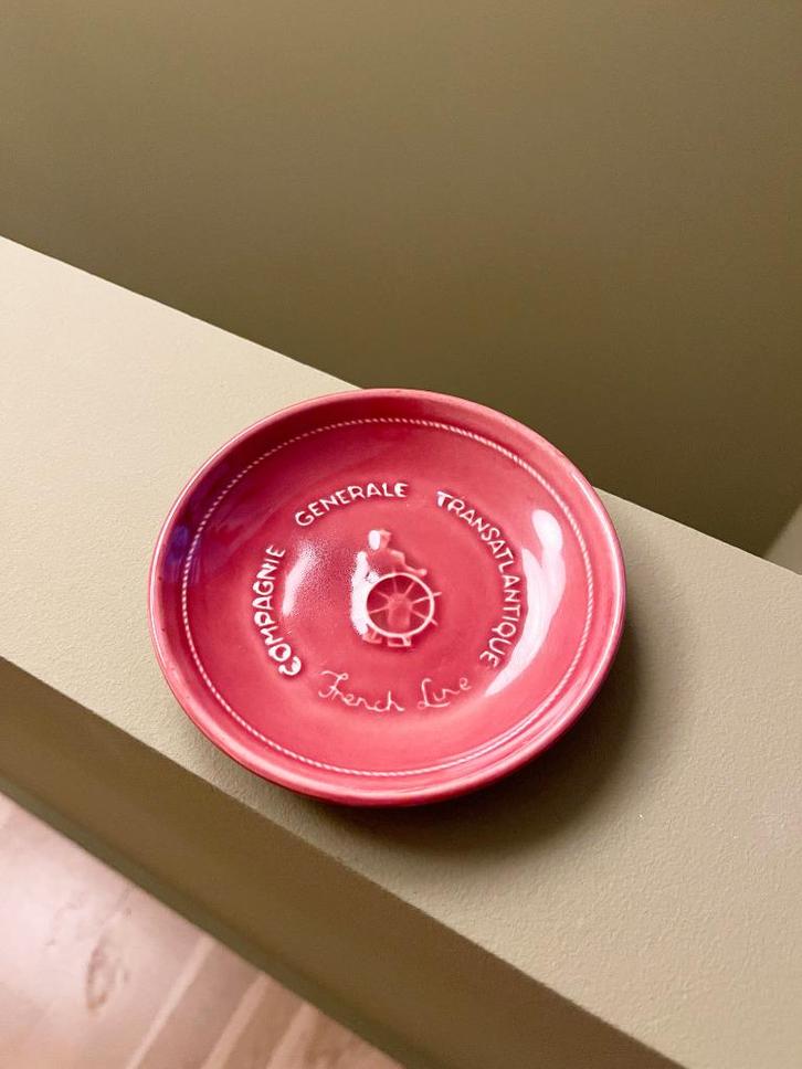 Vintage Compagnie Générale Transatlantique schaaltje, Verzamelen, Scheepvaart, Gebruikt, Gebruiksvoorwerp, Ophalen of Verzenden