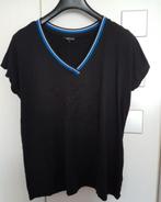 Zwart T-shirt met blauwe bies en kraaltjes maat L, Zwart, Maat 42/44 (L), Ophalen of Verzenden, Korte mouw
