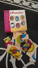 Houten dieren puzzel kat hond koe van Clown Games, Ophalen of Verzenden, Zo goed als nieuw, Overige typen