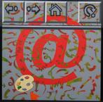 Internet ROOD, WIT en BLAUW acryl schilderijen Arno Arts, Antiek en Kunst, Ophalen