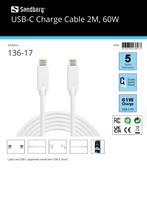 USB-C Charge Cable 2M, 60W geschikt voor alle merken, Nieuw, Ophalen of Verzenden, Overige merken