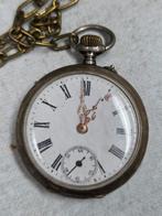 Antiek zilveren Zakhorloge-Remontoir Cylindre 10 Rubis, Ophalen of Verzenden