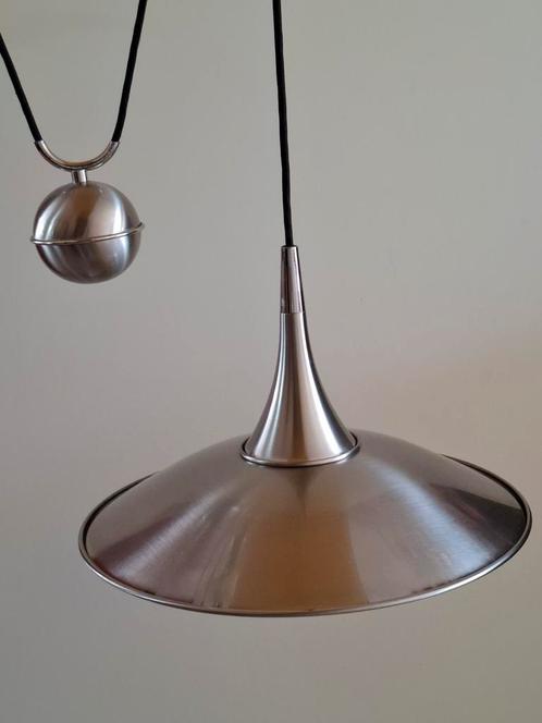 Frantzen vintage hanglamp chroom metaal + contragewicht.., Antiek en Kunst, Antiek | Lampen, Ophalen of Verzenden