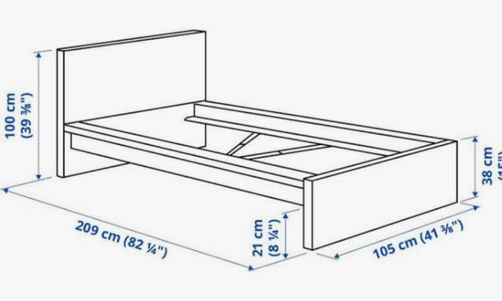 Bed 90x200 cm Malm wit, Huis en Inrichting, Slaapkamer | Bedden, Gebruikt, Eenpersoons, 90 cm, 200 cm, Hout, Wit, Ophalen