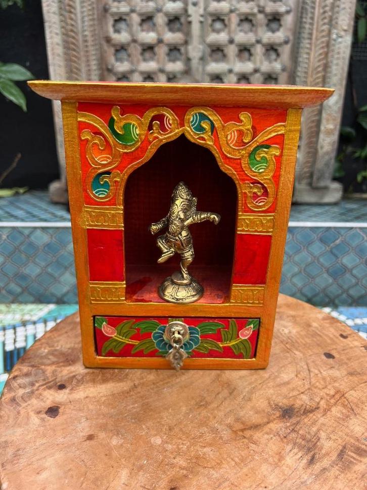 Tibetaans altaar Tibet met 1 lade handbeschilderd kastje, Huis en Inrichting, Woonaccessoires | Overige, Nieuw, Ophalen of Verzenden