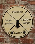 Houten decoratie - Draaiwiel - Wandbord - Tekstbord, Kouwehoek 1b, Cave & Garden, Nieuw, Ophalen of Verzenden