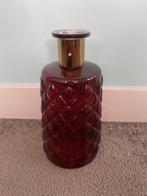 Mooie rode vaas met goud 24 cm hoog, Ophalen of Verzenden, Minder dan 50 cm, Rood, Glas