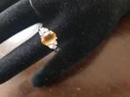 14 krt witgouden ring met honingcitrien en 6 briljanten, Nieuw, Ophalen of Verzenden, Kleiner dan 17, Met edelsteen