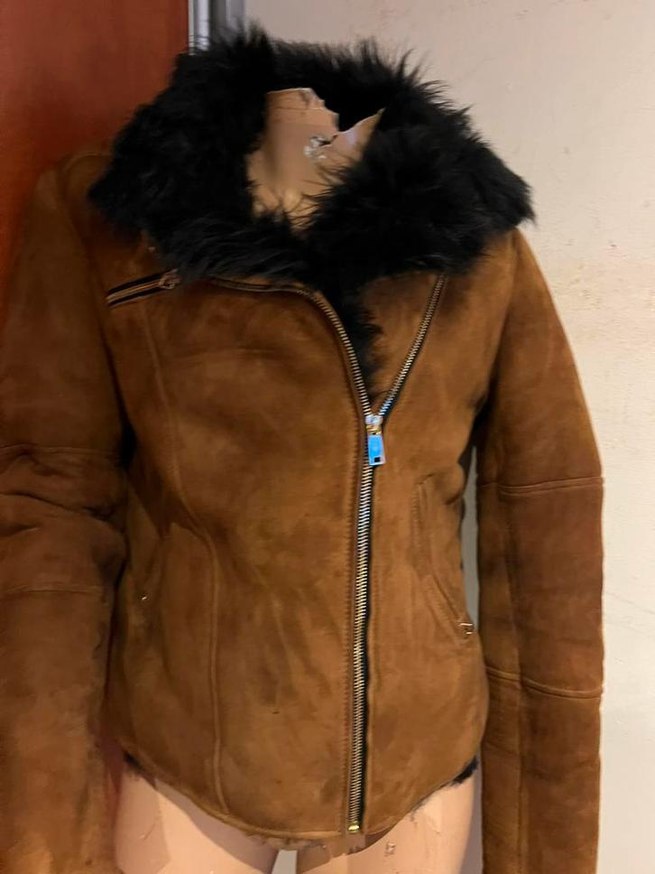 7 FOR ALL MANKIND lammy coat maat L  origineel ZGAN, Kleding | Dames, Jassen | Winter, Zo goed als nieuw, Maat 42/44 (L), Bruin