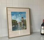 Schilderij molens bij het water 1989 Schiedam, Antiek en Kunst, Ophalen