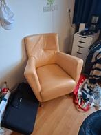 Luxe lederen design stoel - opknapper, Huis en Inrichting, Fauteuils, Ophalen, Gebruikt, Minder dan 75 cm, Design