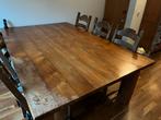 Robuuste eikenhouten tafel met stoelen, Huis en Inrichting, Tafels | Eettafels, Ophalen, Gebruikt, 100 tot 150 cm, Eikenhout