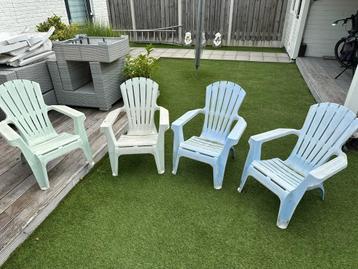 Stapelbare lounge tuinstoelen groen blauw 4 stuks beschikbaar voor biedingen