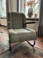 2 Stijlvolle olijfgroene fauteuils met armleuningen, Huis en Inrichting, Fauteuils, Ophalen, Minder dan 75 cm, Zo goed als nieuw