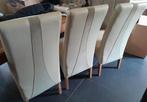 *gratis* 6 leren lederen eettafelstoelen, Huis en Inrichting, Stoelen, Ophalen, Gebruikt, Wit, Leer