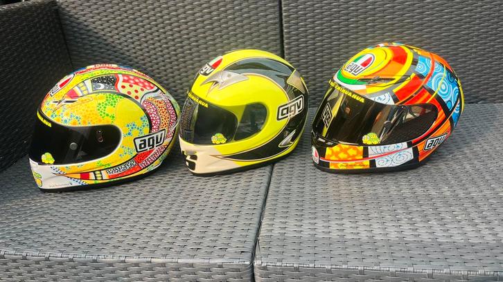 3 originele Agv Rossi Replica helmen Gp-Tech/Ti-Tech Limited, Motoren, Kleding | Motorhelmen, Integraalhelm, AGV, Tweedehands