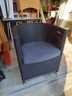 Rotan fauteuil met kussen, Ophalen, Zwart, Zo goed als nieuw, Riet of Rotan
