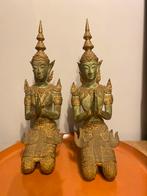 2 prachtige tempelwachters 2 kg p.s. 33,5 cm brons oud!, Gebruikt, Ophalen of Verzenden