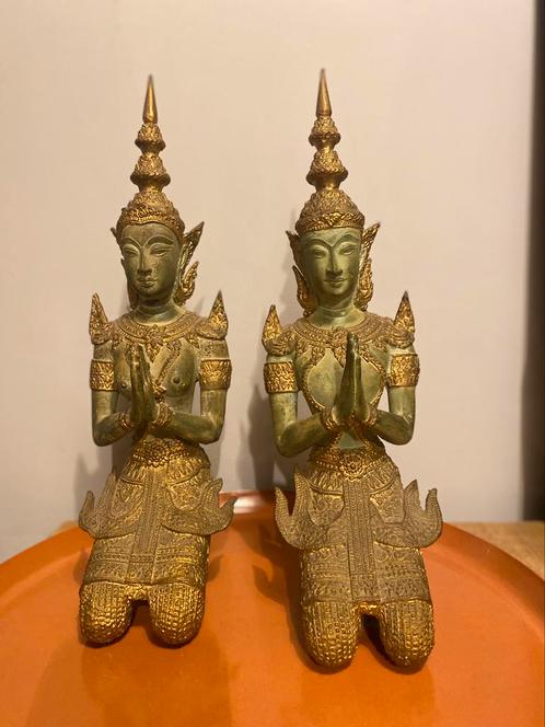 2 prachtige tempelwachters 2 kg p.s. 33,5 cm brons oud!, Huis en Inrichting, Woonaccessoires | Boeddhabeelden, Gebruikt, Ophalen of Verzenden