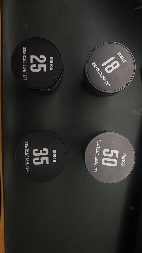 Meike S35 T2.1 Cine Lens Set (18mm, 25mm, 35mm, 50mm), Audio, Tv en Foto, Fotografie | Lenzen en Objectieven, Zo goed als nieuw
