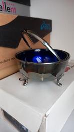 Antiek Zilveren Schaaltje Mappin & Webb met Blauw Glas, Ophalen of Verzenden