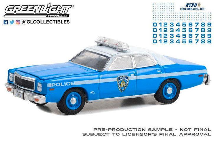 1977 Plymouth Fury van Greenlight 1/64 NYPD Police, Hobby en Vrije tijd, Modelauto's | Overige schalen, Nieuw, Auto, Ophalen of Verzenden