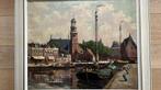Mooi oud schilderij haven kerk Lemmer S.de Vries izgs, Antiek en Kunst, Kunst | Schilderijen | Klassiek, Ophalen of Verzenden